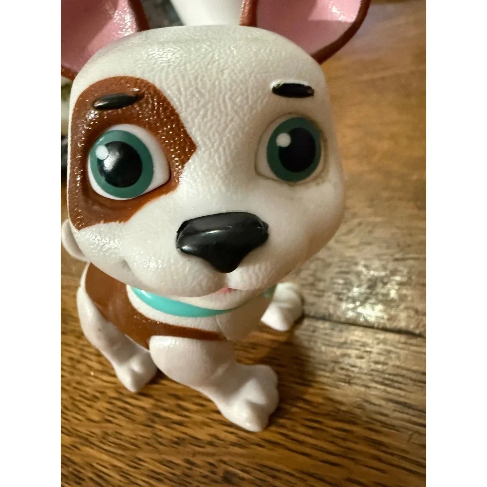 Bulldog Puppy Figure Brown White Teal Collar‎ 3 Inch Toy